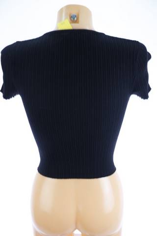 FB Sister dámský top 36 – černý, žebrovaný, krátký rukáv