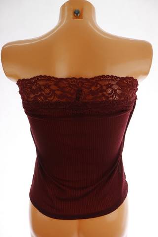 H&M Divided dámský top 44 – vínový, bez ramínek, krajka