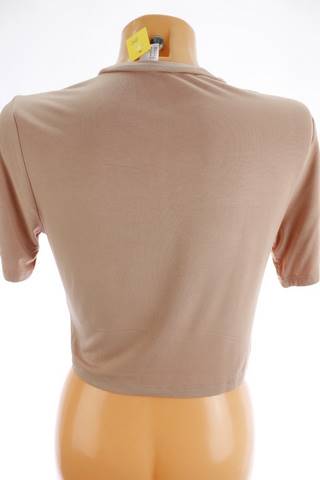 H&M dámský top 40 – béžový, krátký rukáv, uzel v pase