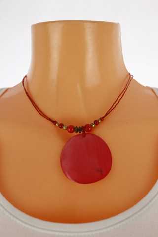 Dámský náhrdelník - struna okolo krku s perleťovým přívěškem