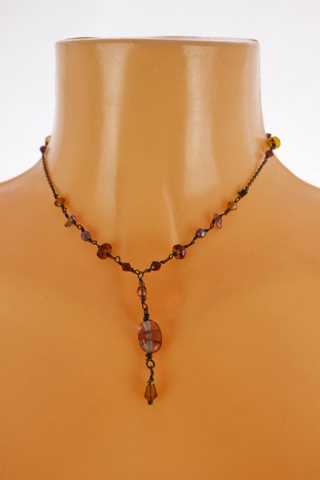 Dámský náhrdelník - řetízek s barevnými korálky