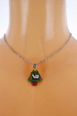 Dámský náhrdelník - řetízek s vánočním stromečkem