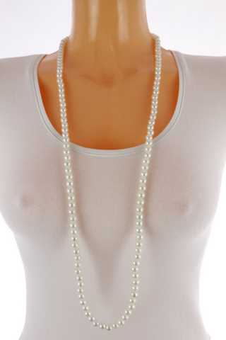 Dámský náhrdelník - dlouhé perleťové korálky