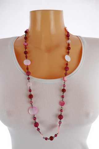 Dámský náhrdelník - korálky perleťové s řetízkovými oky