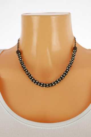Dámský náhrdelník - řetízek se štrasovými kamínky v kovu