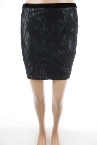 Dámská sukně koženková s krajkou - Zara - 36