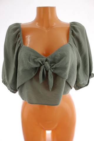 Dámský khaki top s nabíranými rukávy Primark | velikost 44