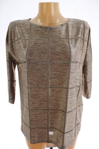 F&F dámský top 36 – hnědý, kostkovaný vzor, 3/4 rukáv