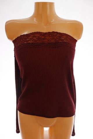 H&M Divided dámský top 44 – vínový, bez ramínek, krajka