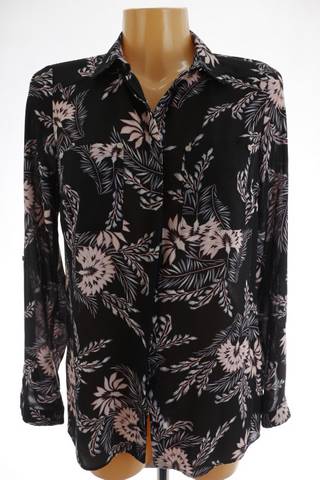 Atmosphere dámská halenka 36 – černá, květinová, dlouhý rukáv