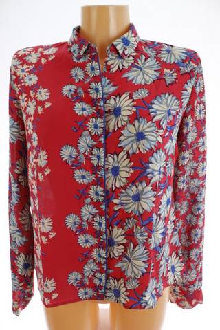 Next dámská halenka 36 – červená, květinová, dlouhý rukáv