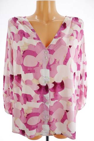 Tom Tailor dámská halenka 40 – růžová, květinová, dlouhý rukáv